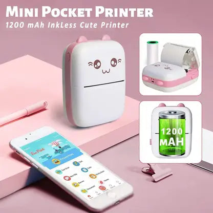 Mini Thermal Printer inkless Bluetooth Pocket Printer for Prints Picture Mini Thermal Printer